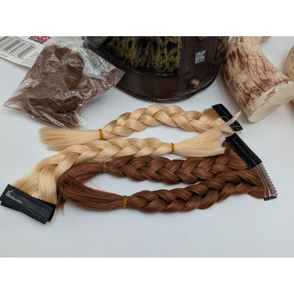Nicky Bigs Novelties Viking Helmet Brown Adult Gold Horns Braids 70864NB